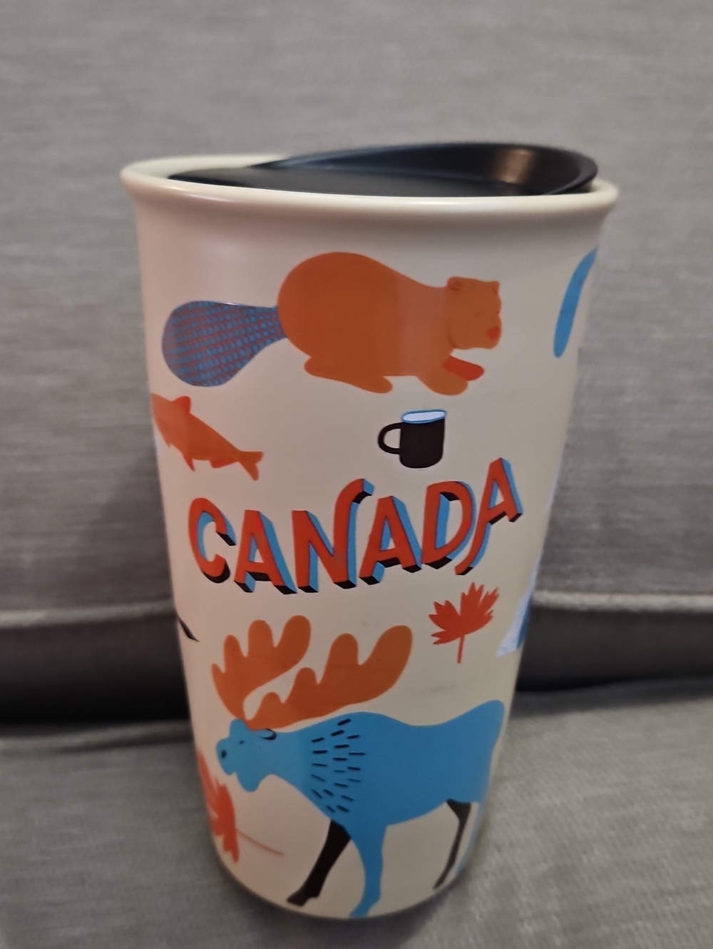 Starbucks Canada  Wildlife Traveler Ceramic Cup Tumbler Mug With Lid